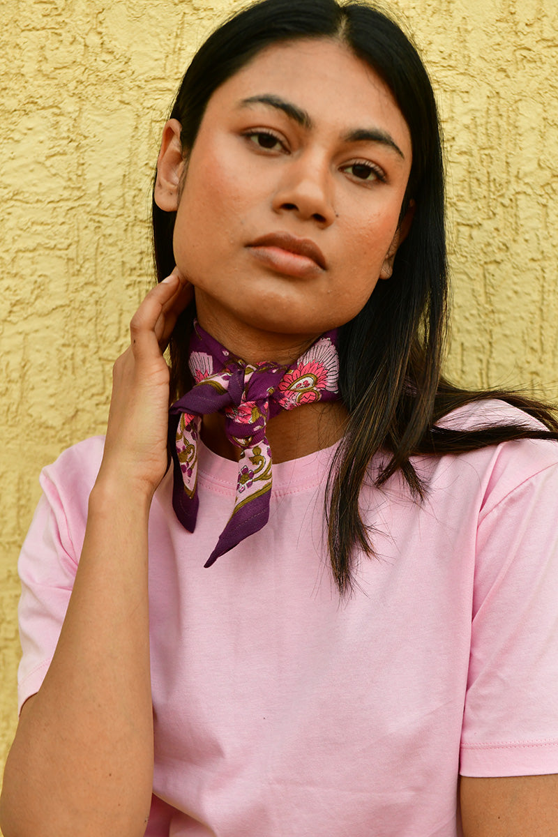 Petit foulard prune et rose