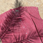 Robe Charlotte Fraise vue à plat, détail du col et des boutons