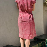 Robe Charlotte Fraise de byzantine portée, vue de dos