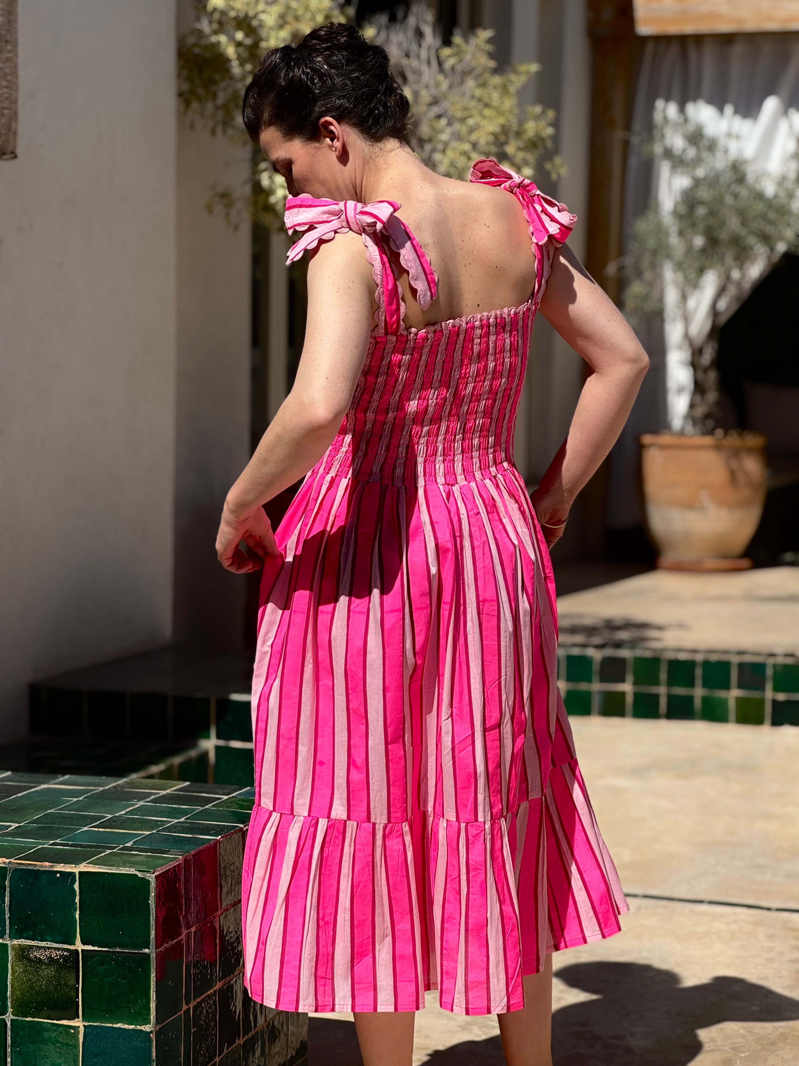 Robe froufrou rose flui byzantine