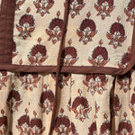 Détail de l'empiècement fleuri de la robe Jaïpur Marron glacé