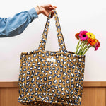 Sac cabas course léopard kaki