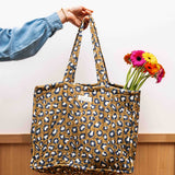 Sac cabas course léopard kaki