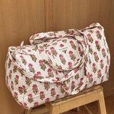 Sac weekend N°50 Rose de trois quarts, coton matelassé à petites fleurs roses