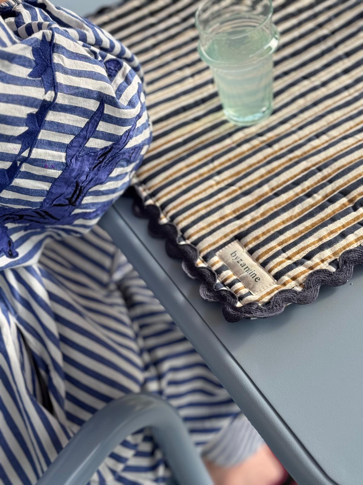 Set de table rayé bleu Cesarée de byzantine