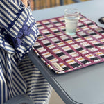 Set de table à carreaux bleu et violet de byzantine