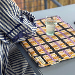 Set de table a careaux rose, bleu byzantine
