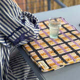 Set de table a careaux rose, bleu byzantine